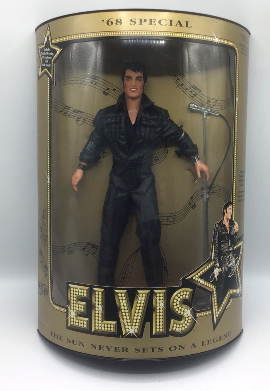 Vintage 1993 Hasbro Elvis Presley '68 Special Leather Outfit 12 Inch Figure NIB